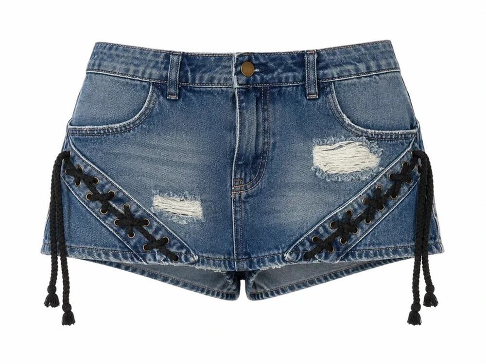 AKIRA Lace-Up Distressed Denim Mini Skort Y2K - Size Small